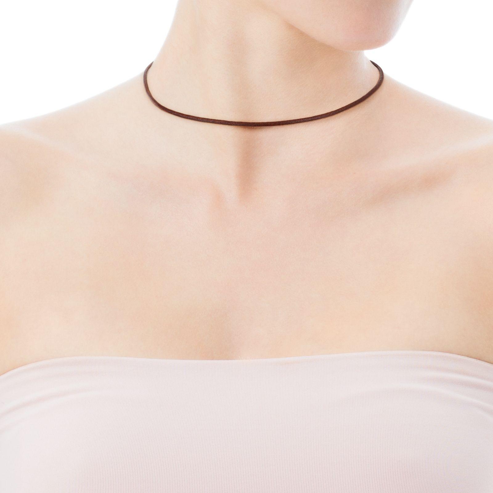 Collar Chokers de Cuero Marrón Tous-3