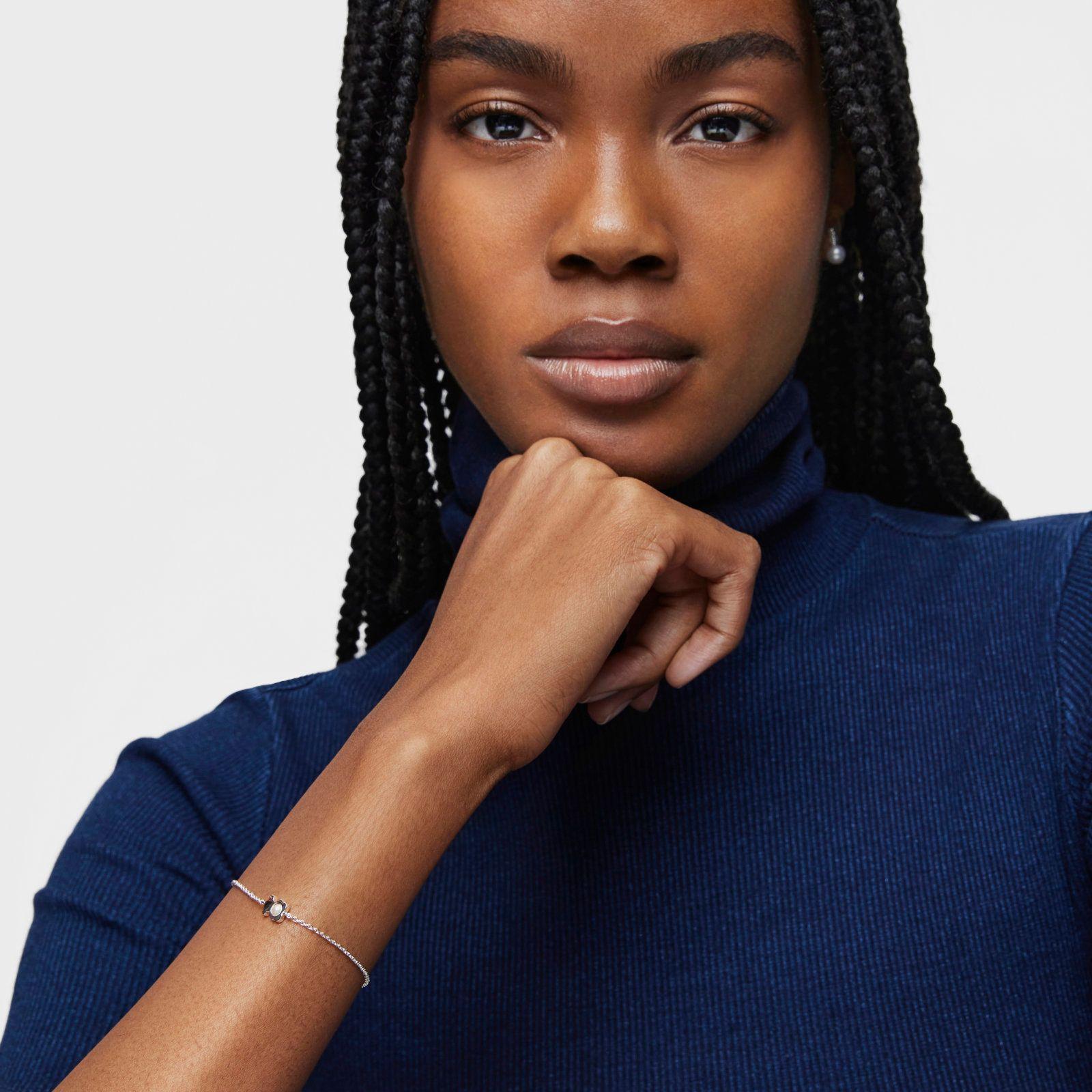 Pulsera cadena con oso de plata y perla cultivada I-Bear-3