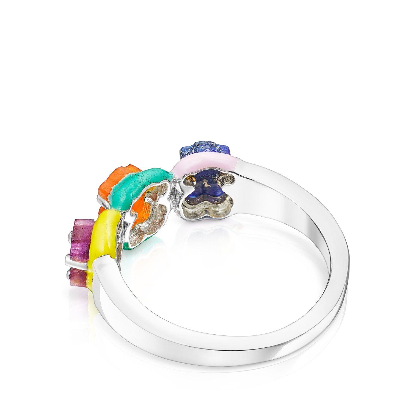 Anillo de plata con motivo oso de gemas Vibrant Colors Tous-2