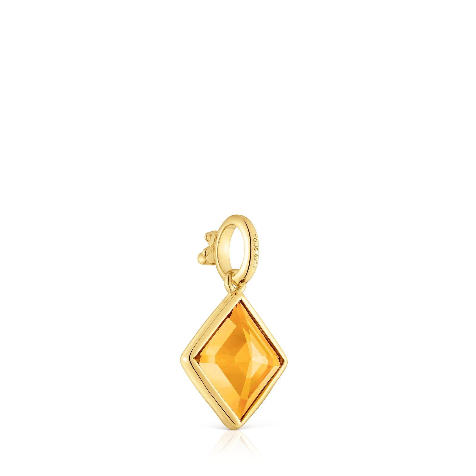 Colgante pequeño con baño de oro 18 kt sobre plata y citrino-2