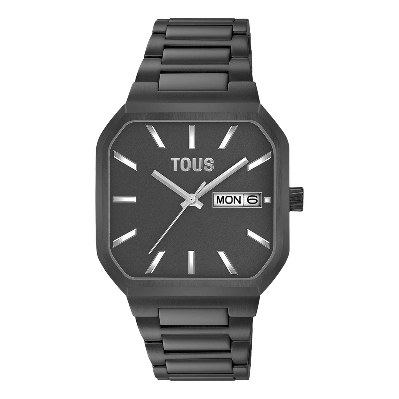 Reloj analógico con brazalete acero IP negro Lit-0