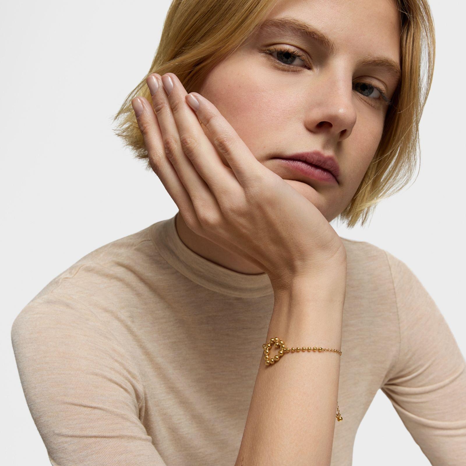 Pulsera cadena corazón con baño de oro 18 kt sobre plata Sugar Party-3