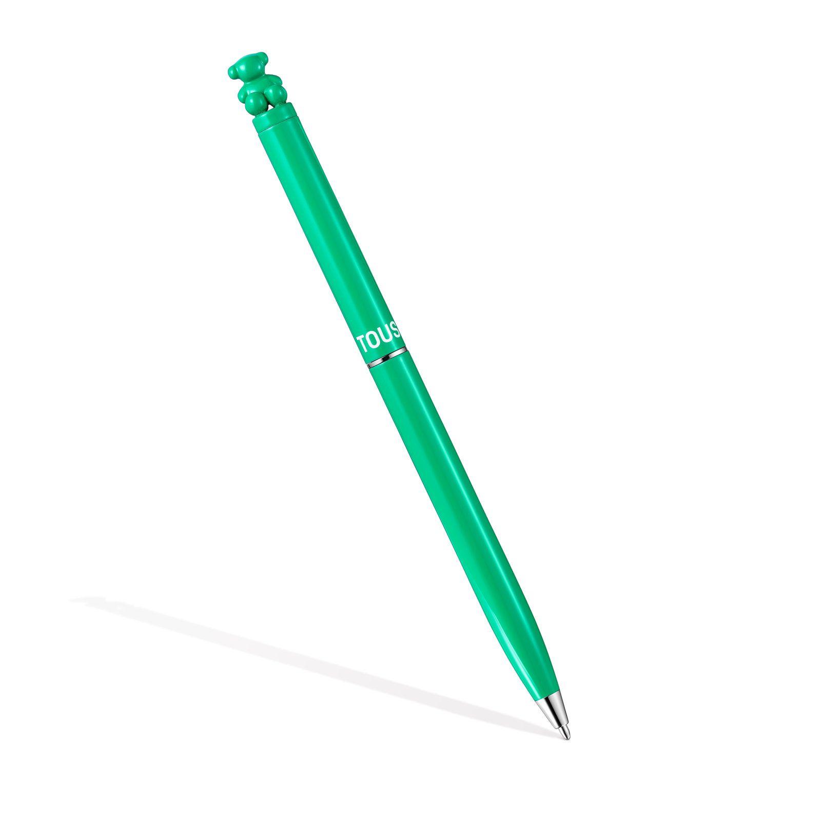 Bolígrafo cromado en color verde con oso Bold Bear-0
