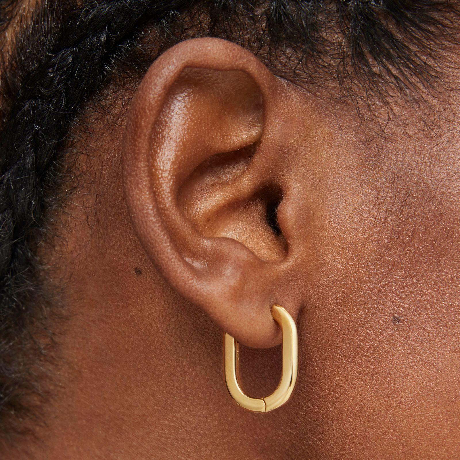 Aros largos con baño de oro 18 kt sobre plata 22 mm Basicos-5
