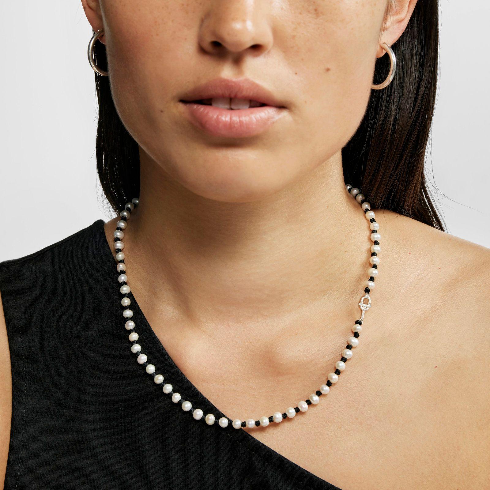 Collar de nylon negro con perlas cultivadas 50 cm Tous-4