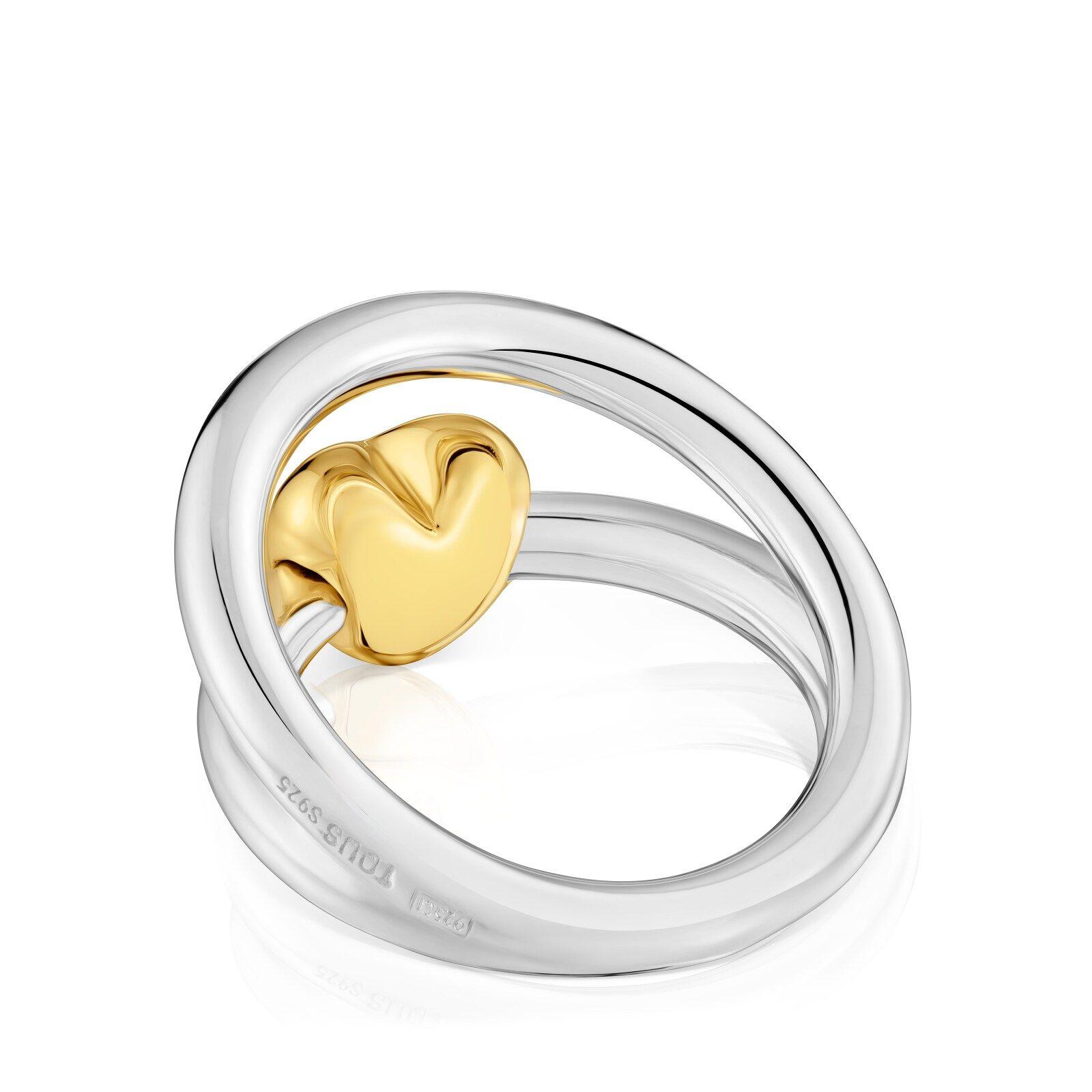 Anillo doble aro bicolor motivo corazón TOUS Flechazo-2