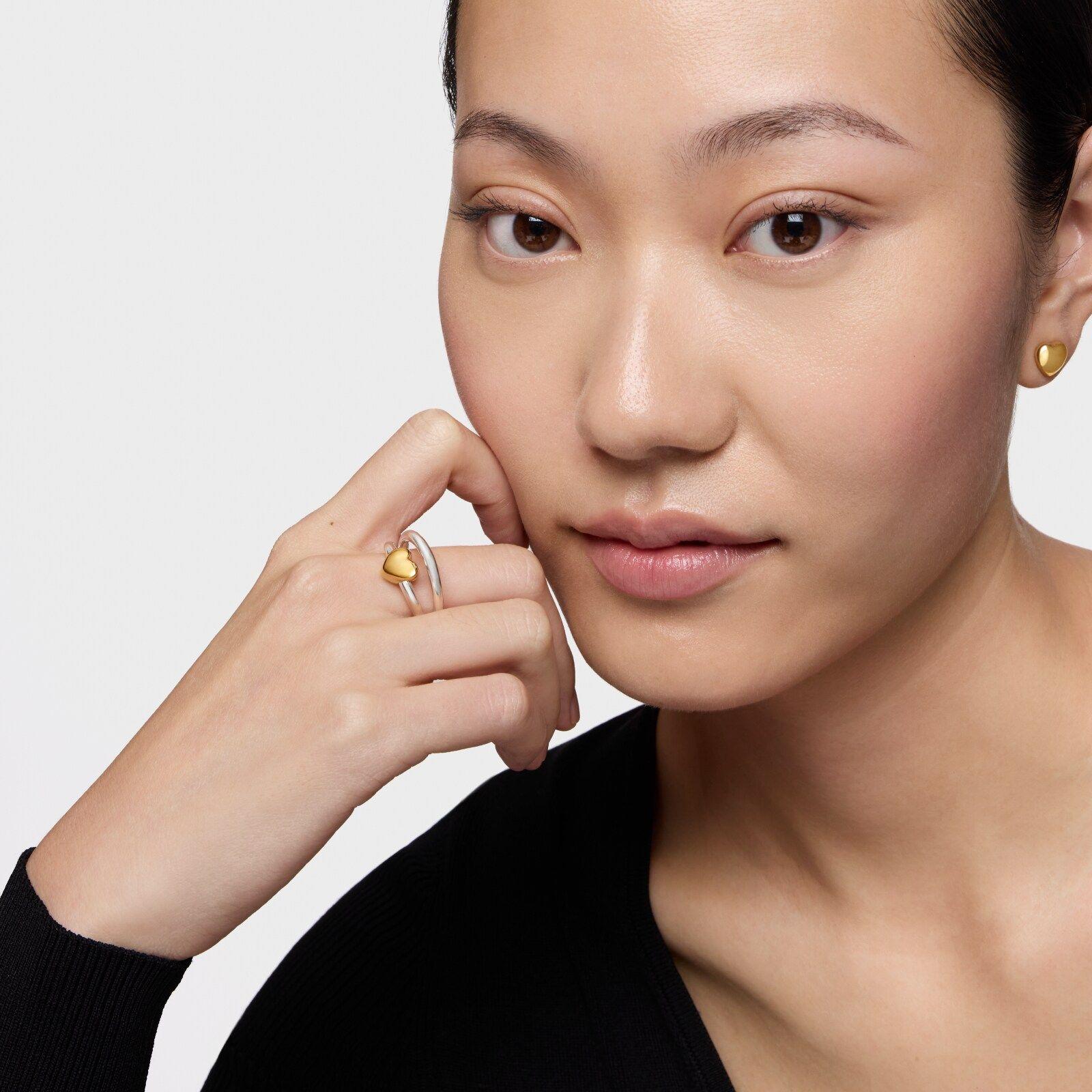 Anillo doble aro bicolor motivo corazón TOUS Flechazo-3