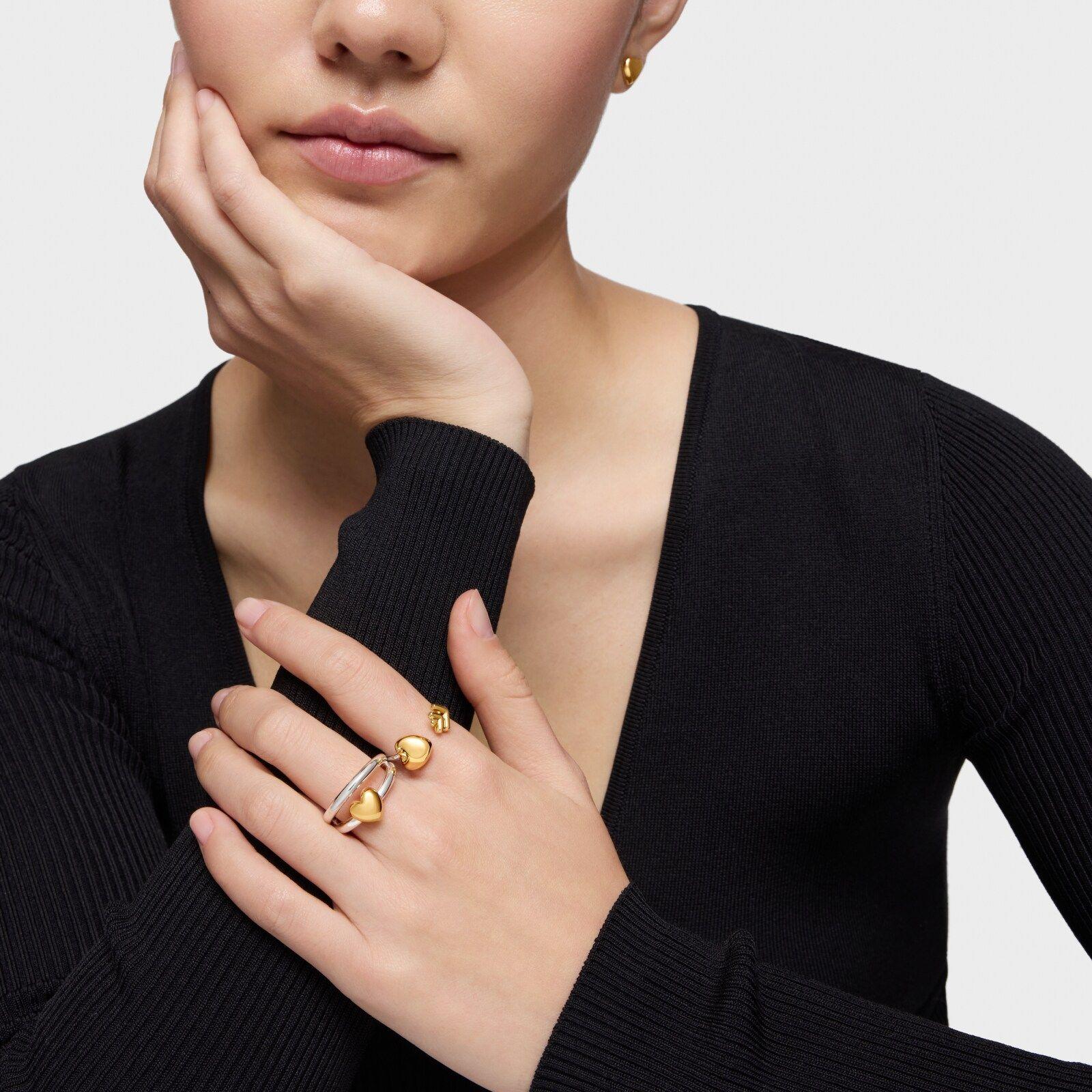 Anillo doble aro bicolor motivo corazón TOUS Flechazo-4