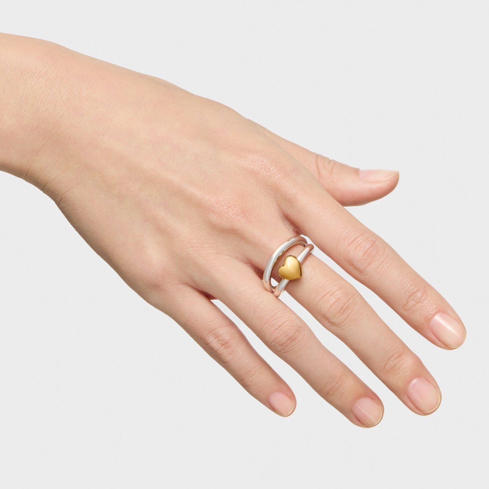 Anillo doble aro bicolor motivo corazón TOUS Flechazo-5