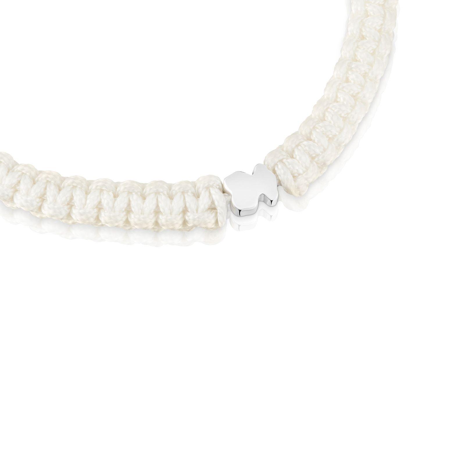 Pulsera oso de plata y nylon blanco TOUS Motivos-2
