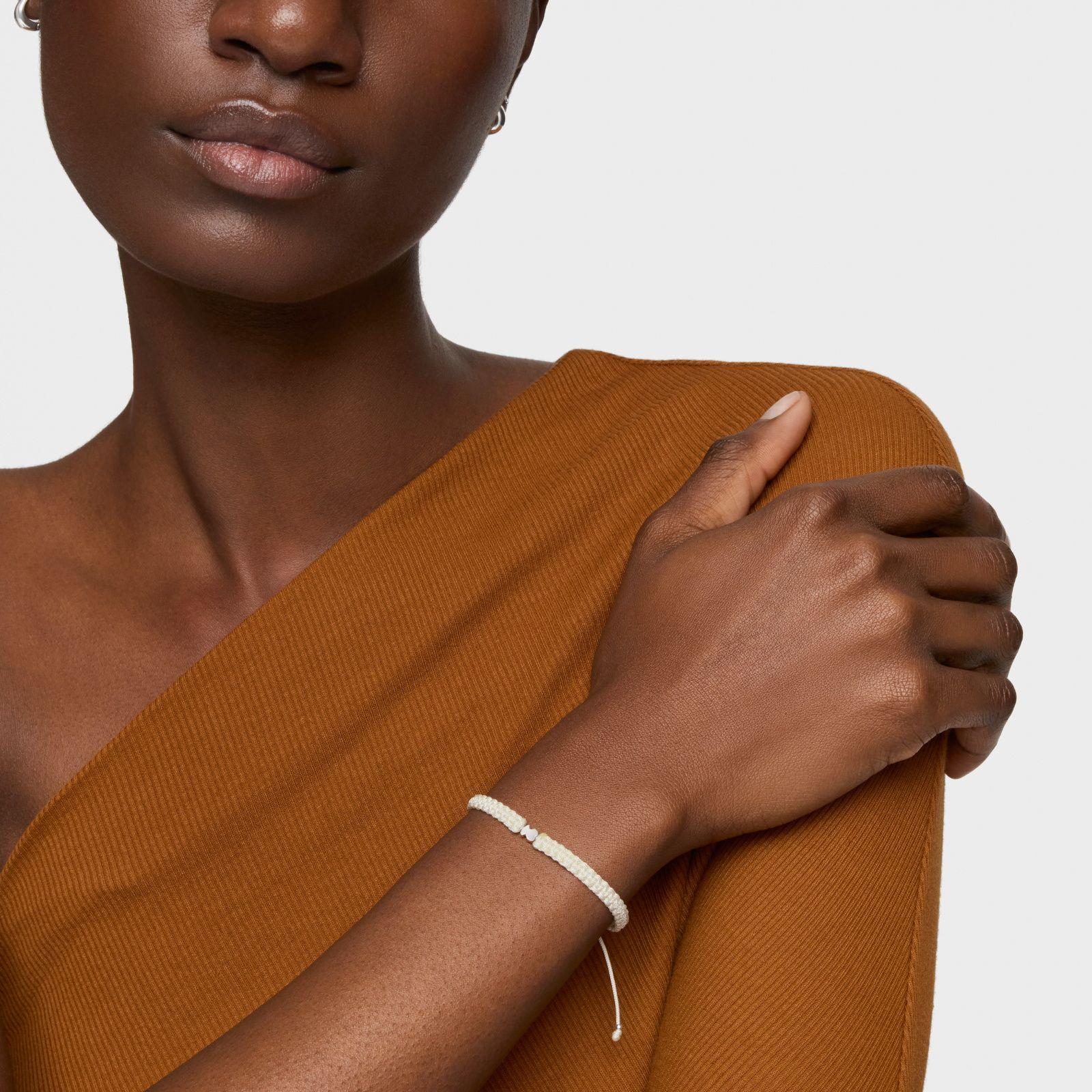 Pulsera oso de plata y nylon blanco TOUS Motivos-3