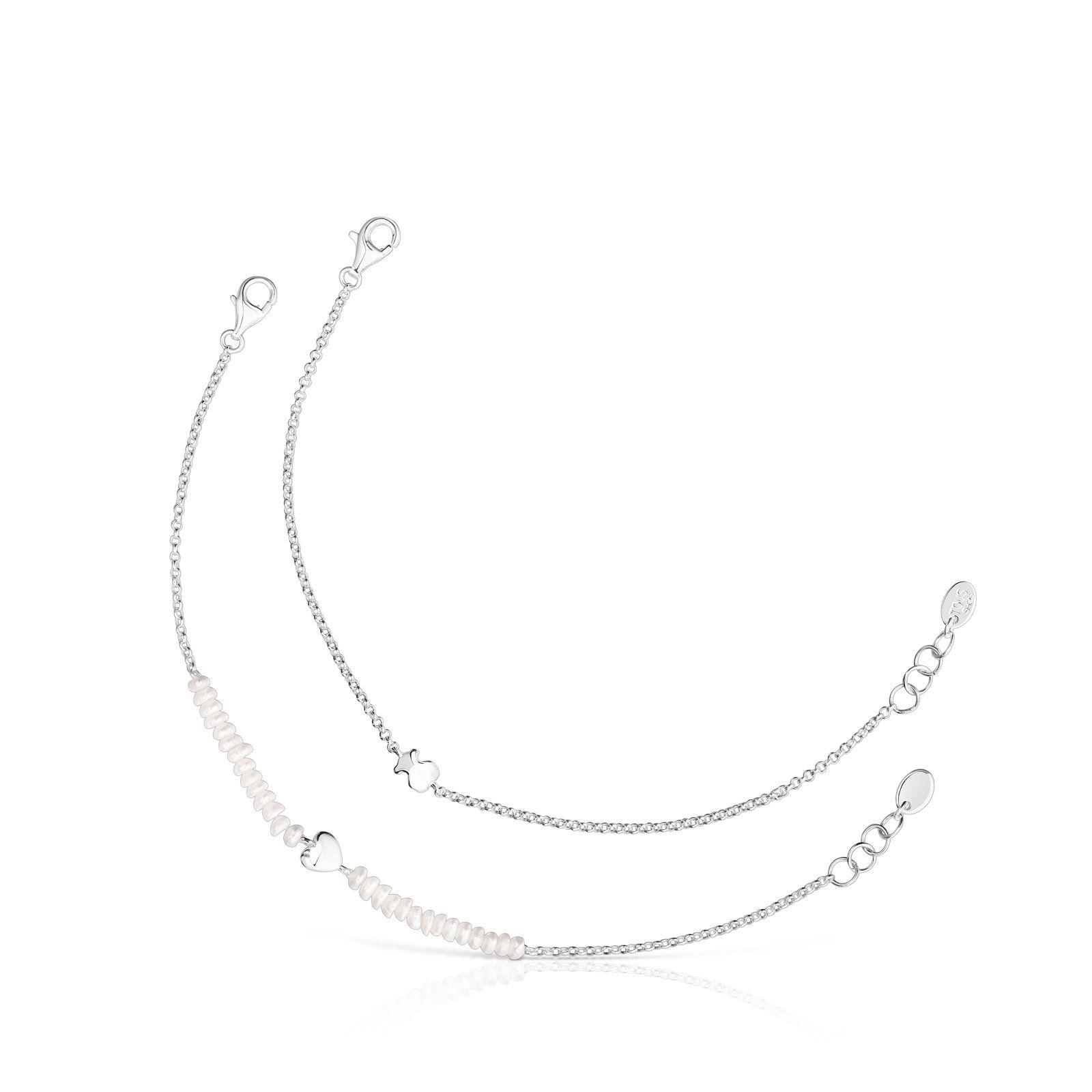 Pack de pulseras de plata corazón y oso Mini Icons Tous-0