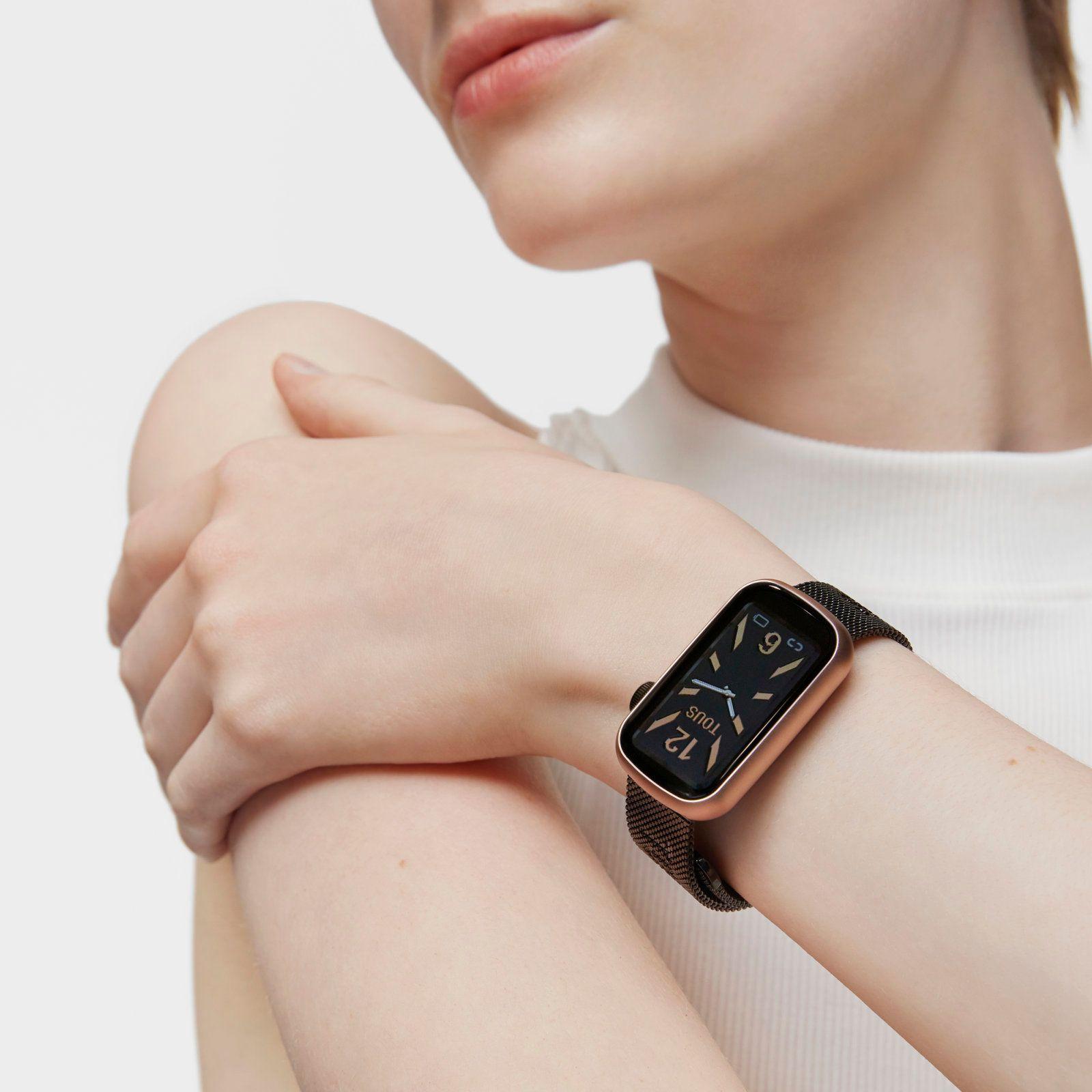 Reloj smartwatch acero IP gris y caja IPRG rosado TOUS-4