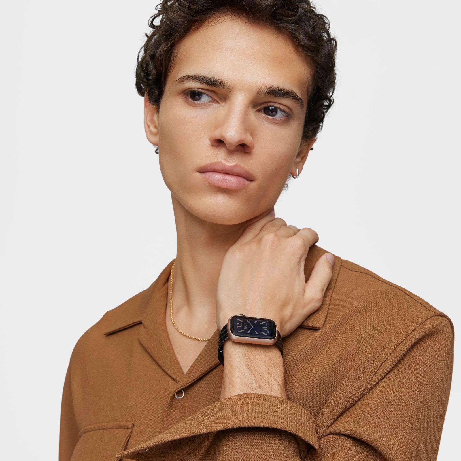 Reloj smartwatch acero IP gris y caja IPRG rosado TOUS-6