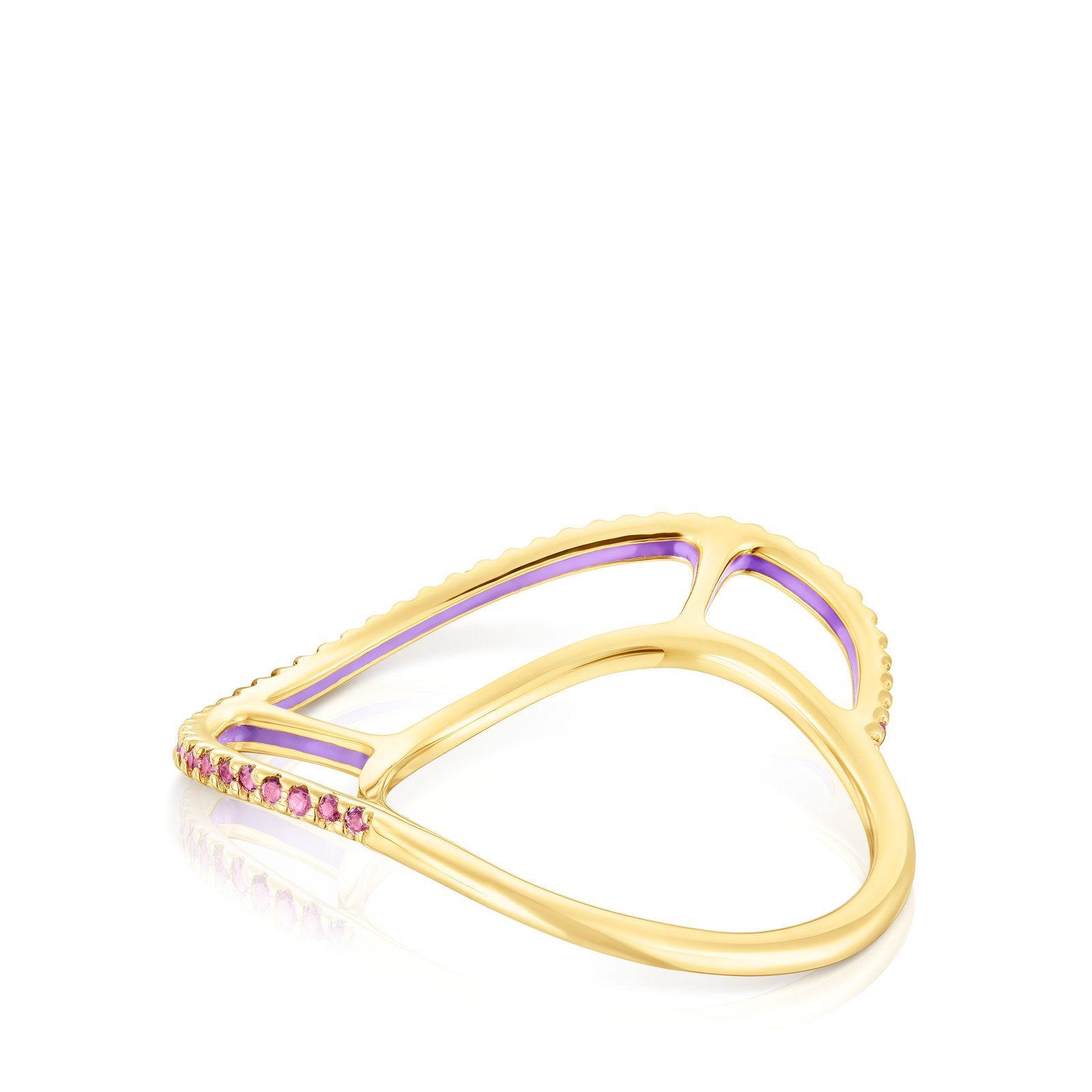 Anillo de plata vermeil y rodolitas Gregal Tous-2