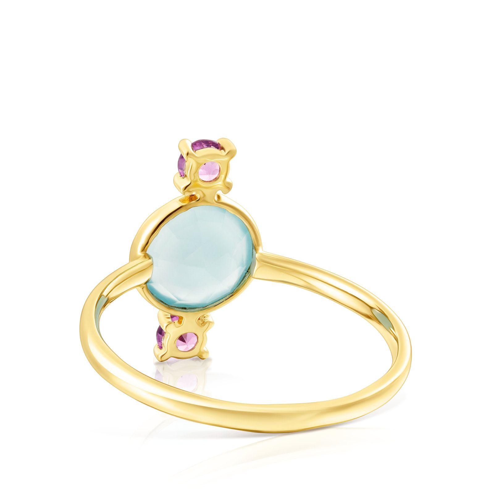 Anillo de oro con calcedonia y rodolita Virtual Garden Tous-2
