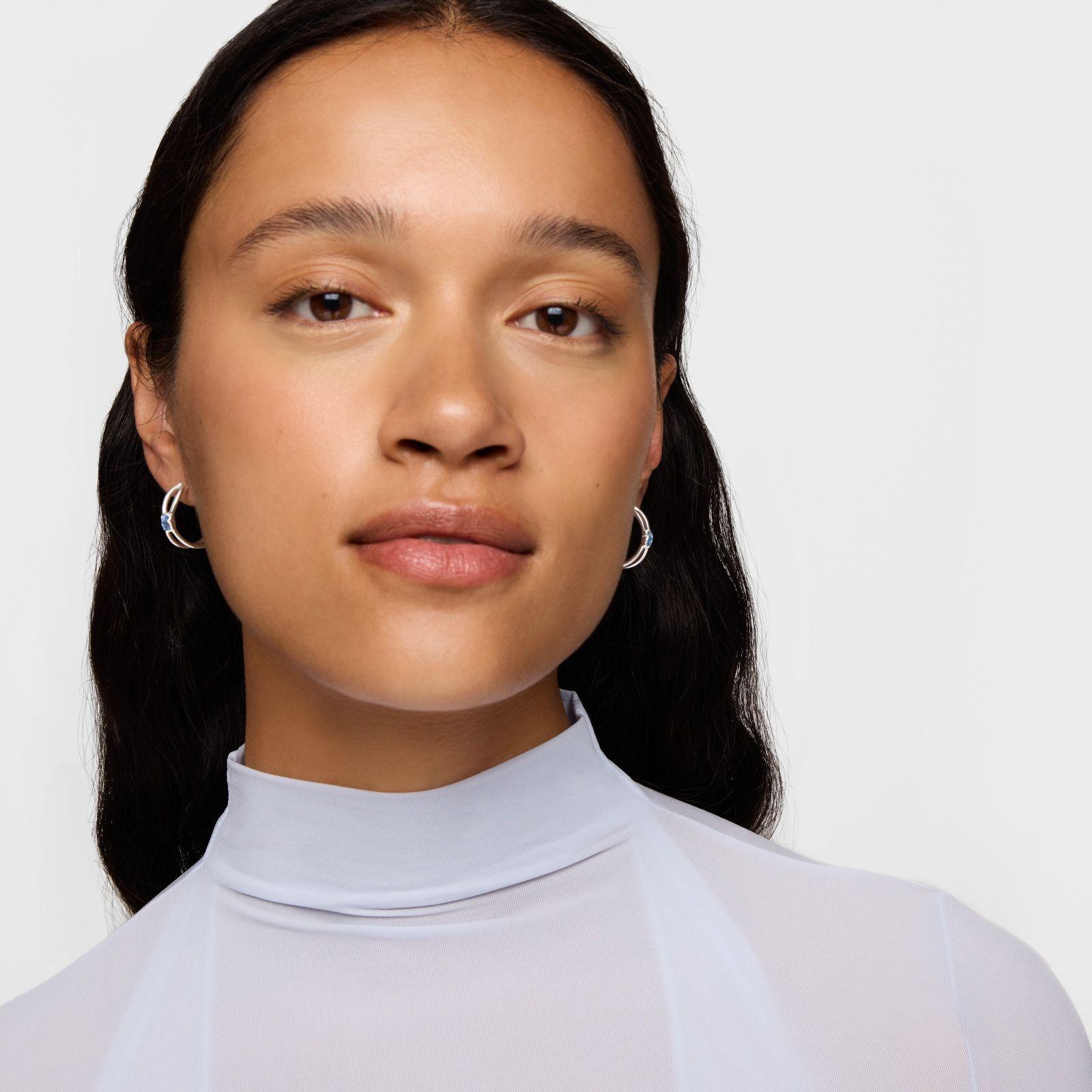 Aros aro de plata y espinela azul creada en laboratorio Icon Color LGG-3