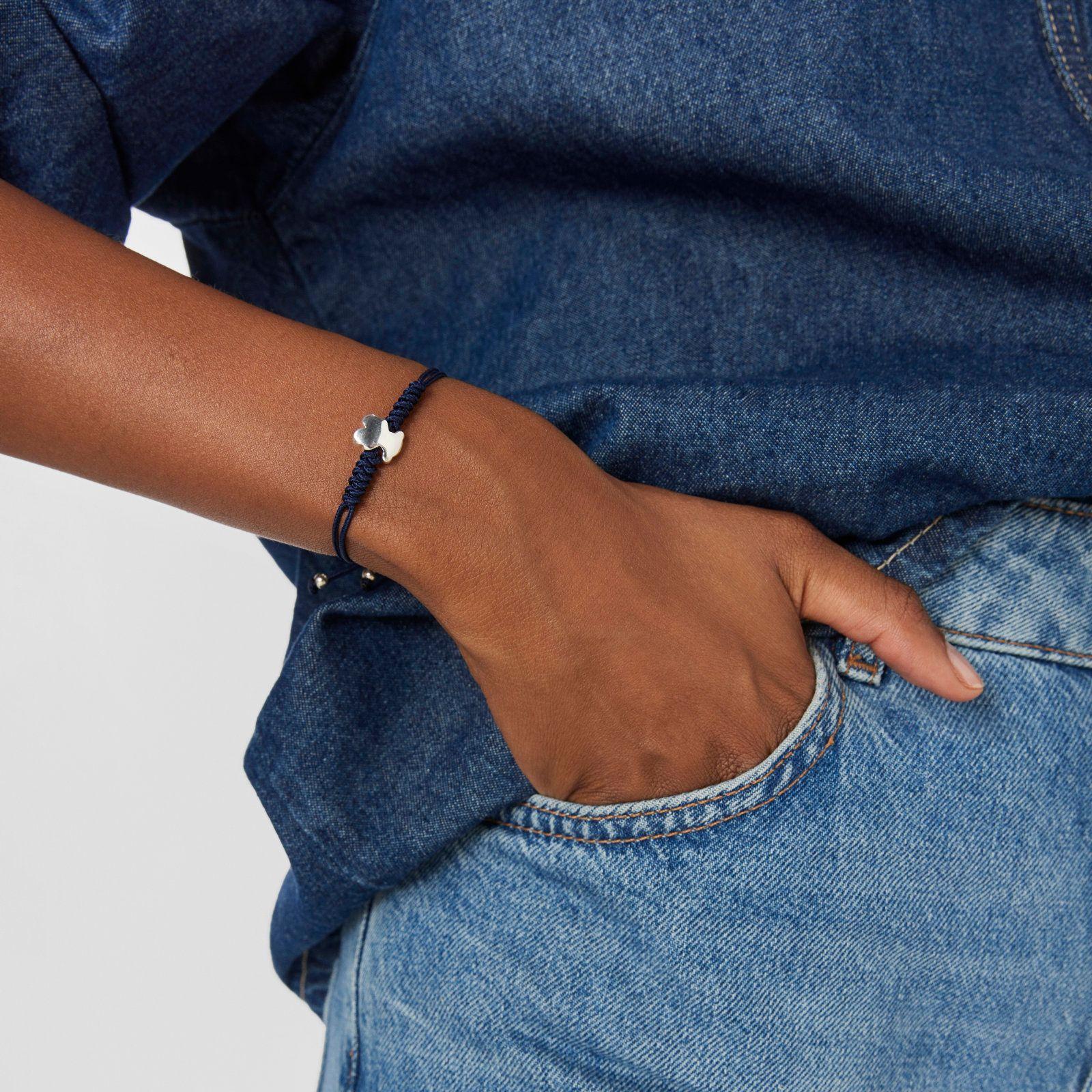 Pulsera de nylon con motivo oso de plata Bold Motif Tous-5