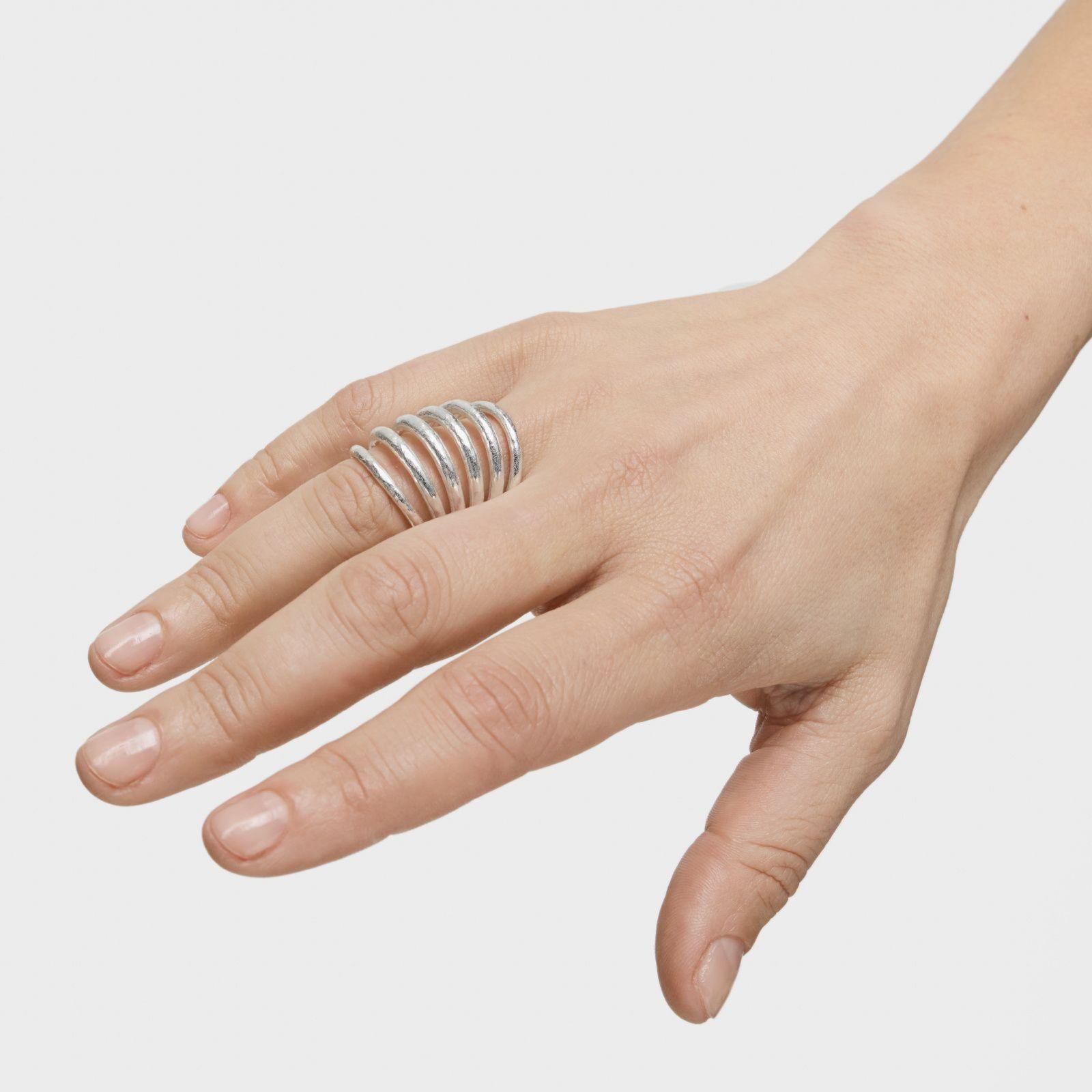 Anillo ancho de plata abierto Duna-5