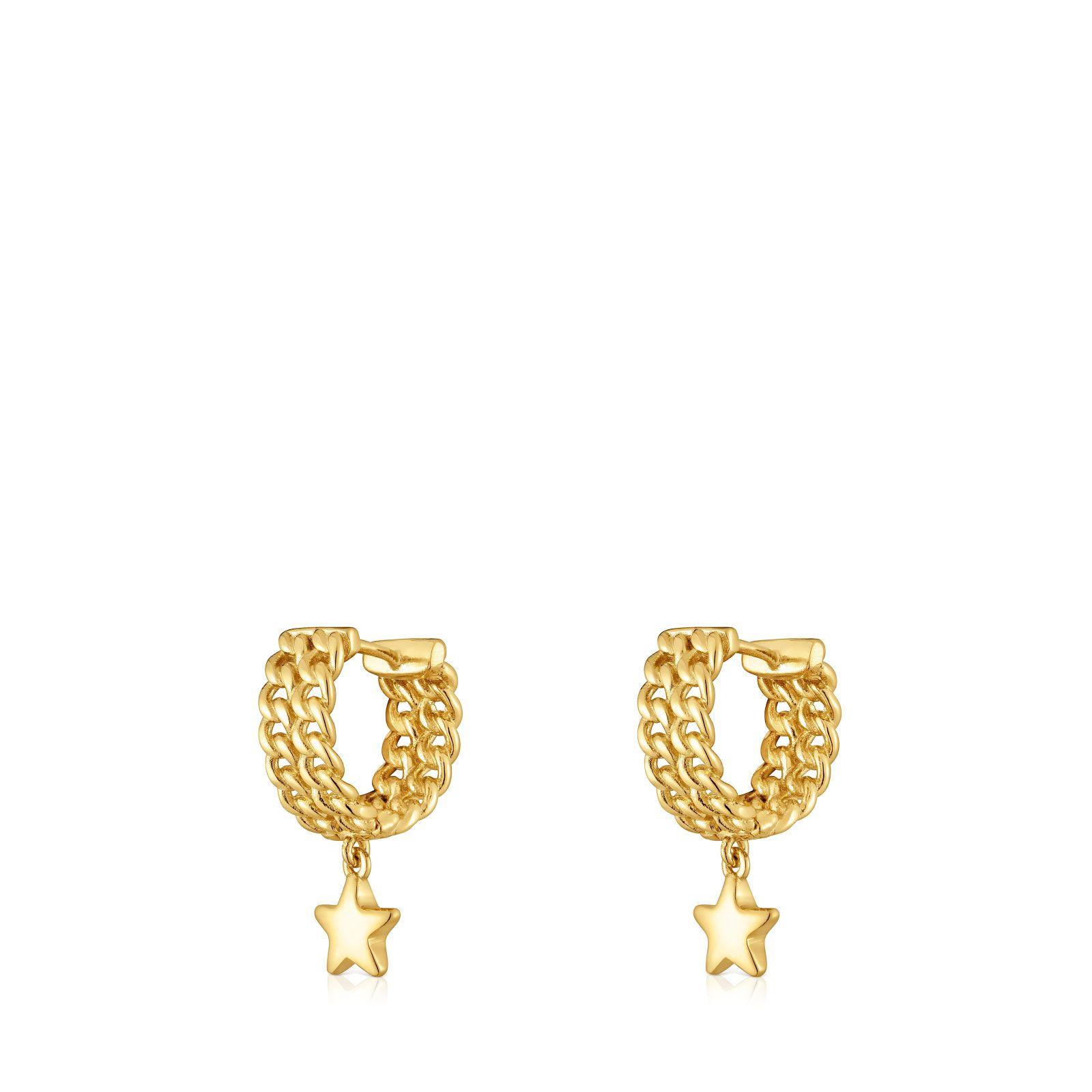 Aros con baño de oro 18 kt sobre plata motivo Bold Motif-2