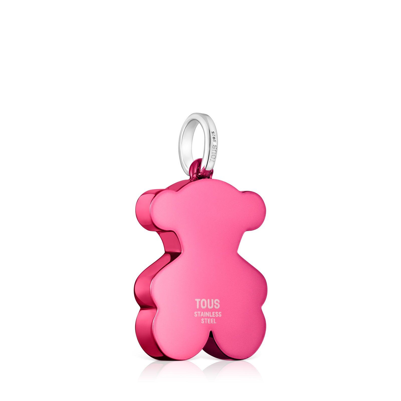 Colgante oso mediano de acero en color rosa Sweet Dolls-2