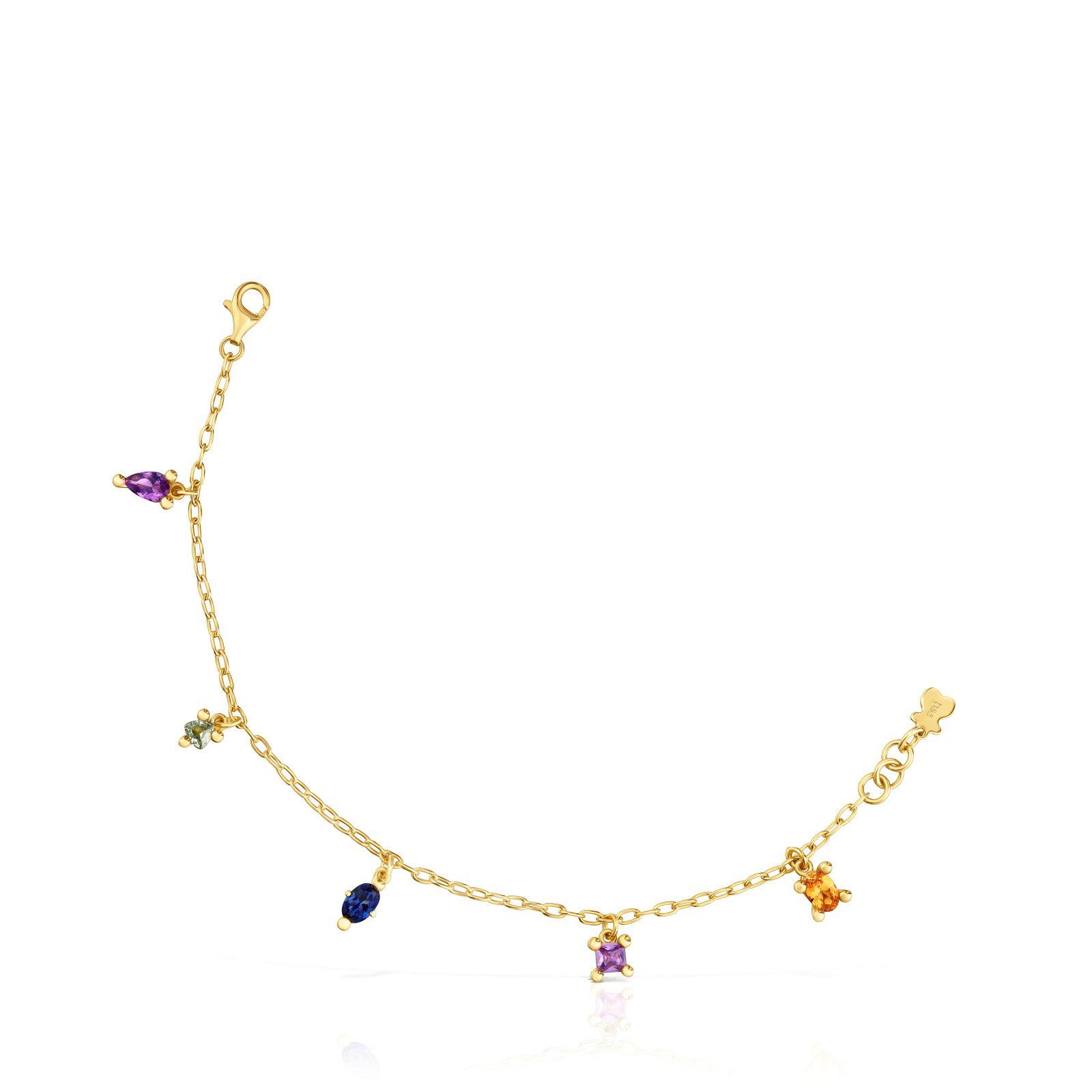 Pulsera cadena con baño de oro 18 kt sobre plata y gemas creadas en laboratorio TOUS Color LGG-0