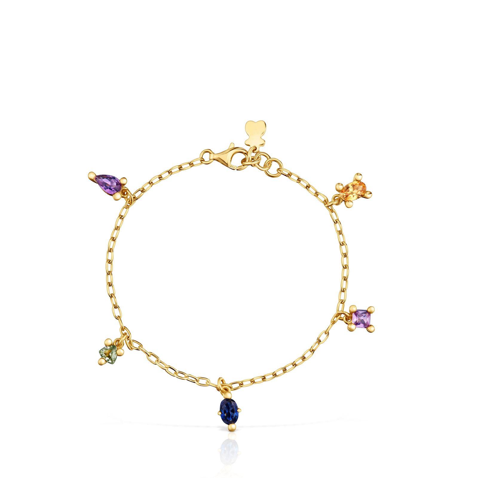 Pulsera cadena con baño de oro 18 kt sobre plata y gemas creadas en laboratorio TOUS Color LGG-1