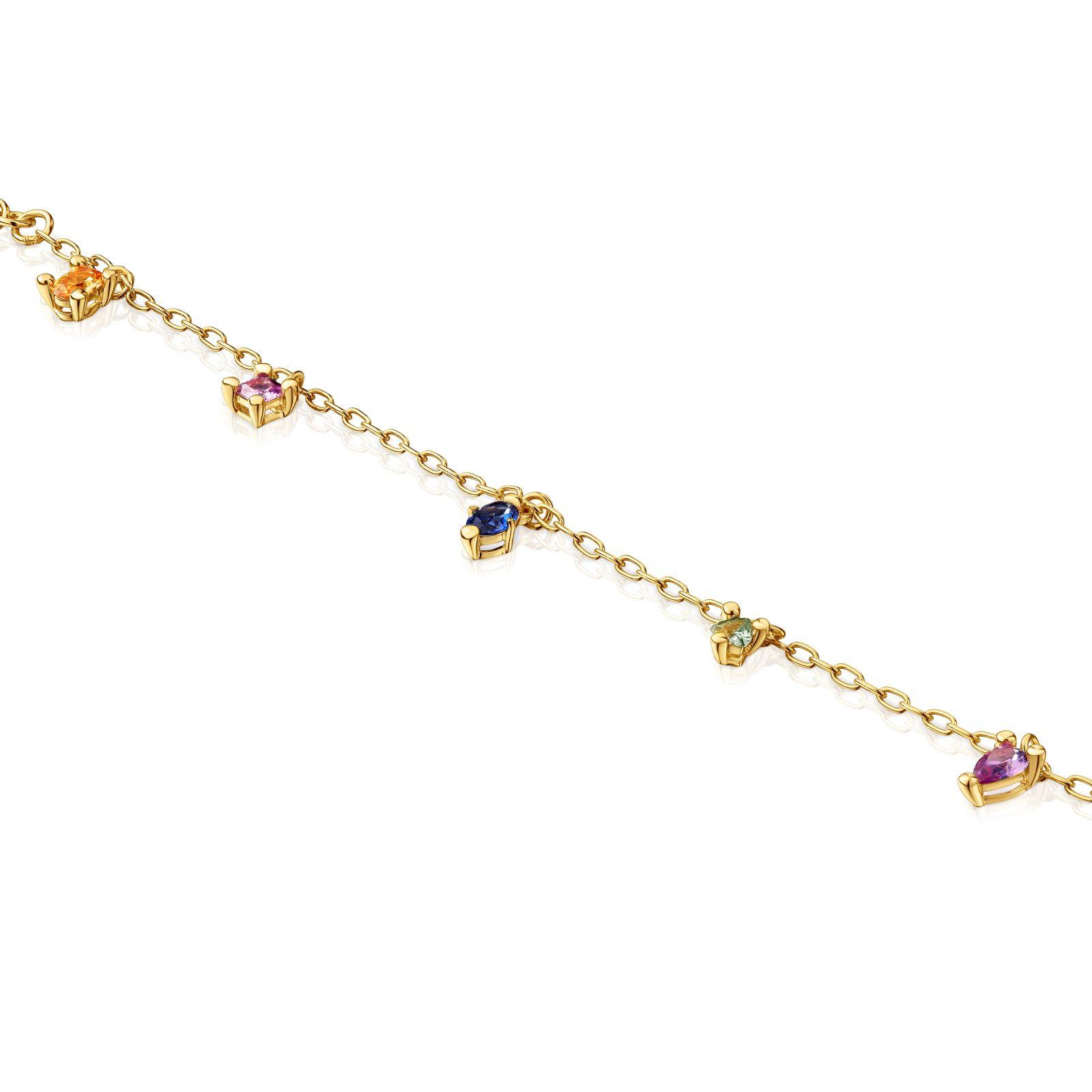 Pulsera cadena con baño de oro 18 kt sobre plata y gemas creadas en laboratorio TOUS Color LGG-2