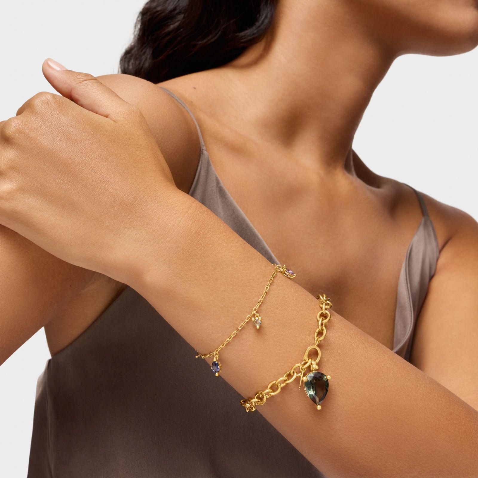 Pulsera cadena con baño de oro 18 kt sobre plata y gemas creadas en laboratorio TOUS Color LGG-4