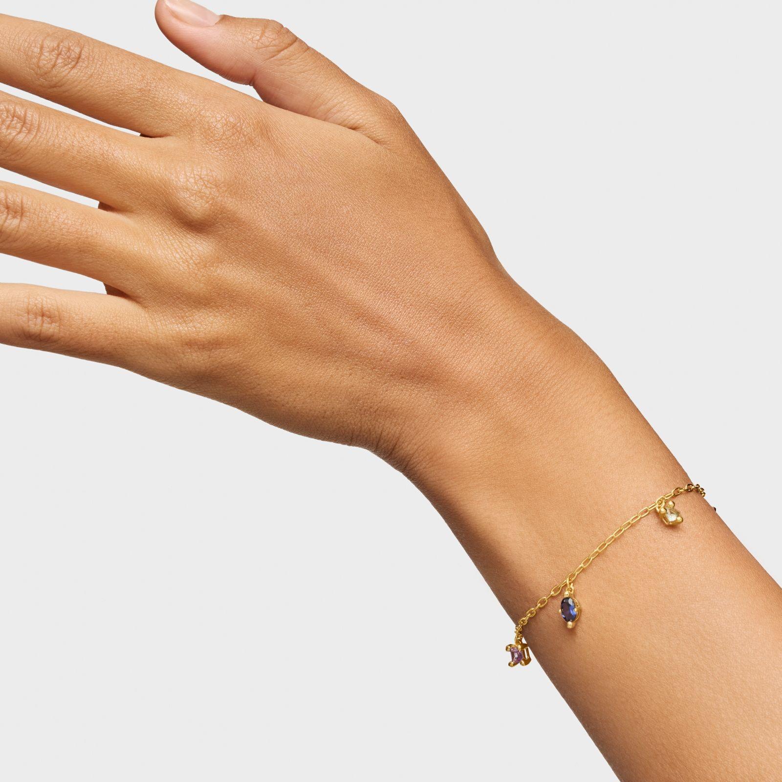 Pulsera cadena con baño de oro 18 kt sobre plata y gemas creadas en laboratorio TOUS Color LGG-5