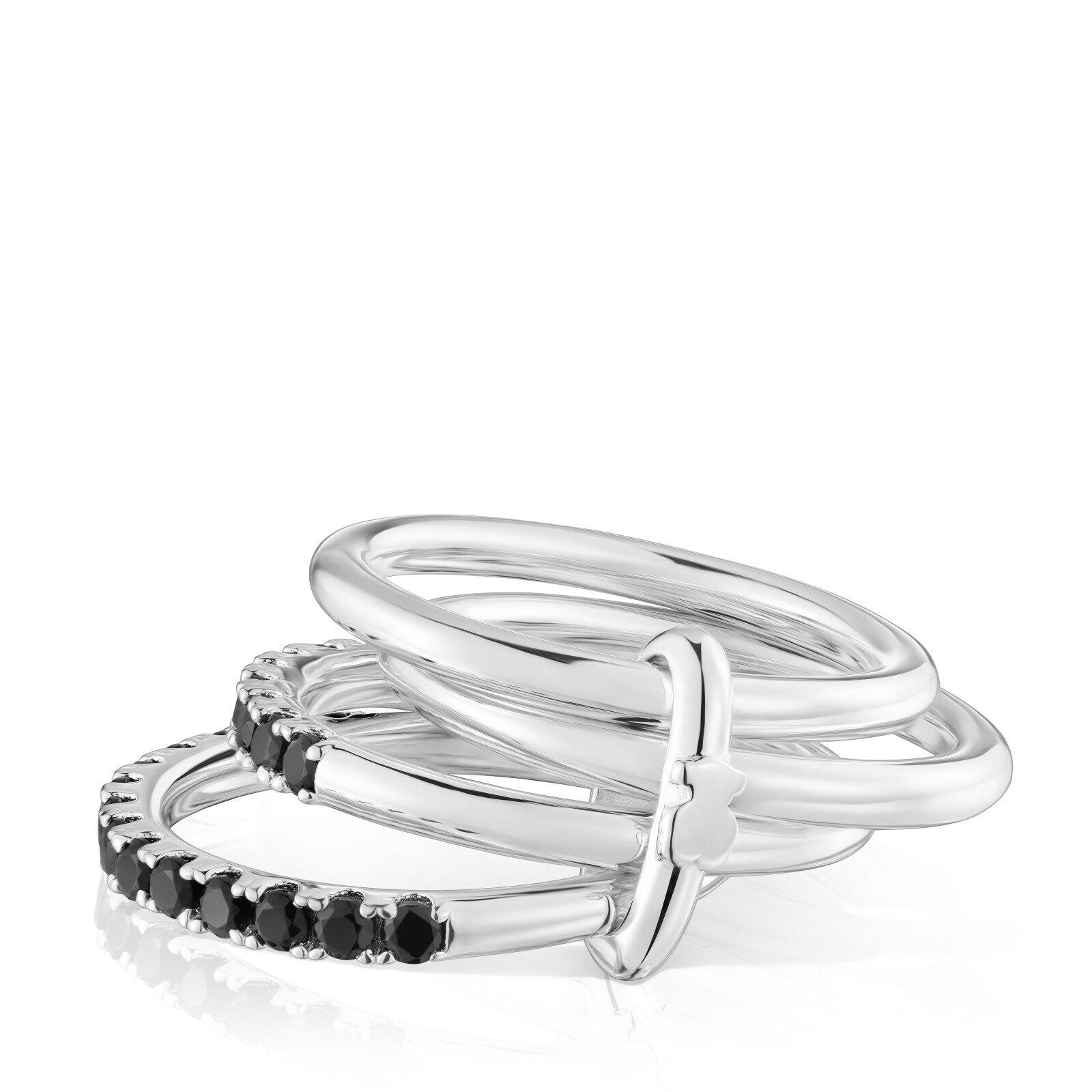 Anillo de plata y espinela negra Straight-2