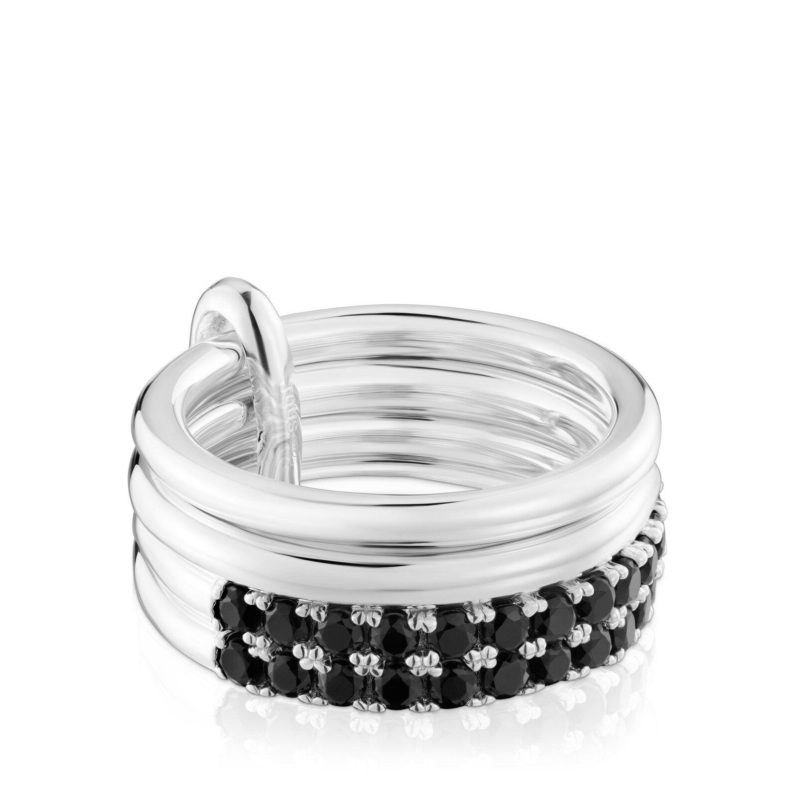 Anillo de plata y espinela negra Straight-3