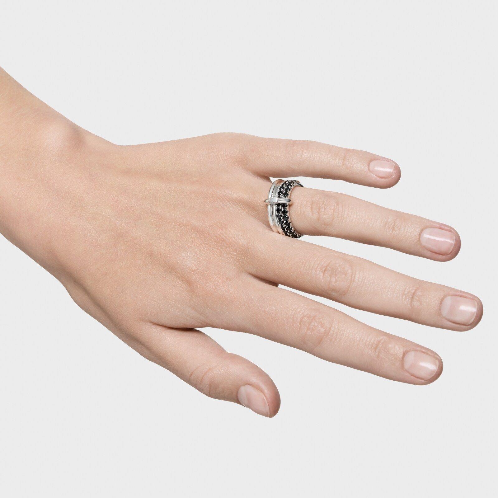Anillo de plata y espinela negra Straight-6