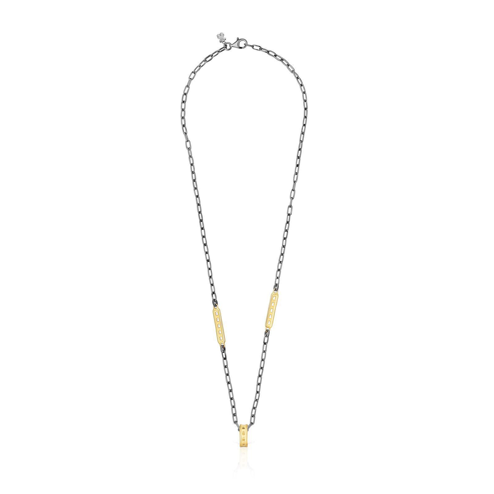 Collar bicolor con placas Bear Row Tous-1