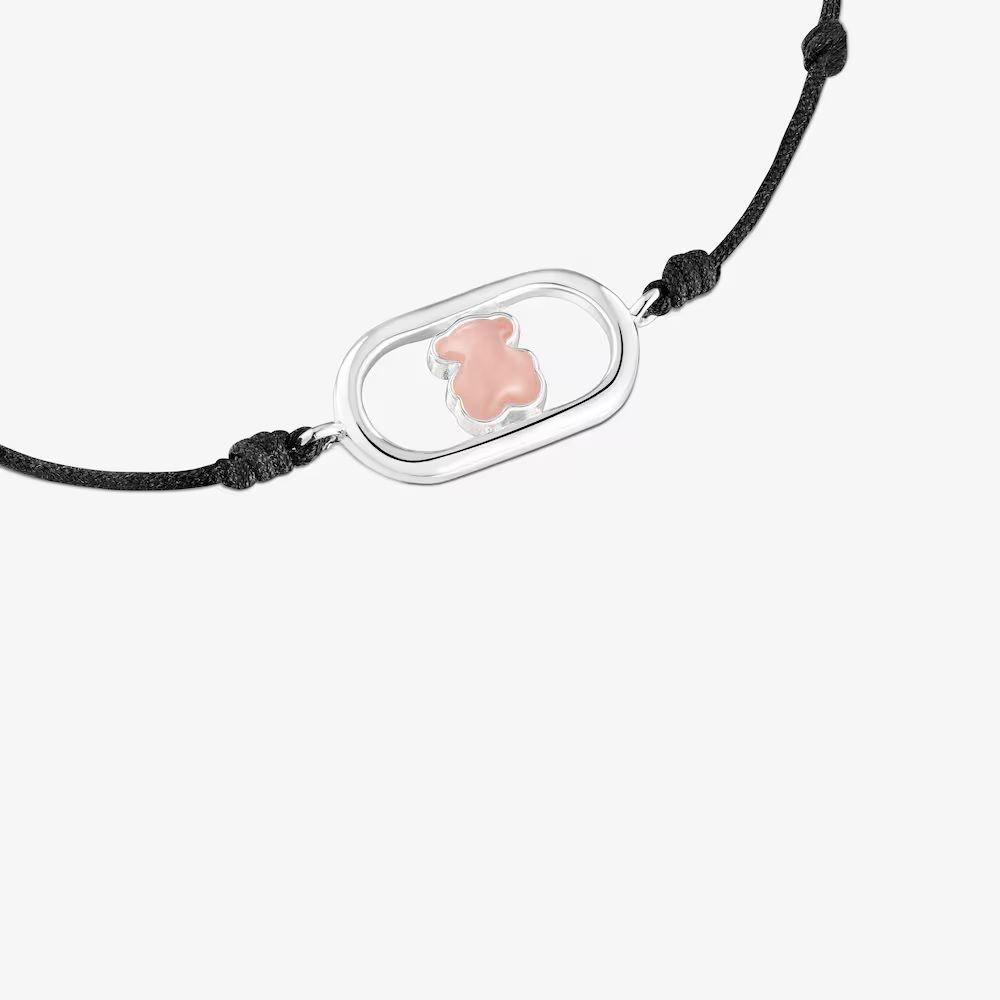 Pulsera de nylon negro de plata y cuarzo Camille-2