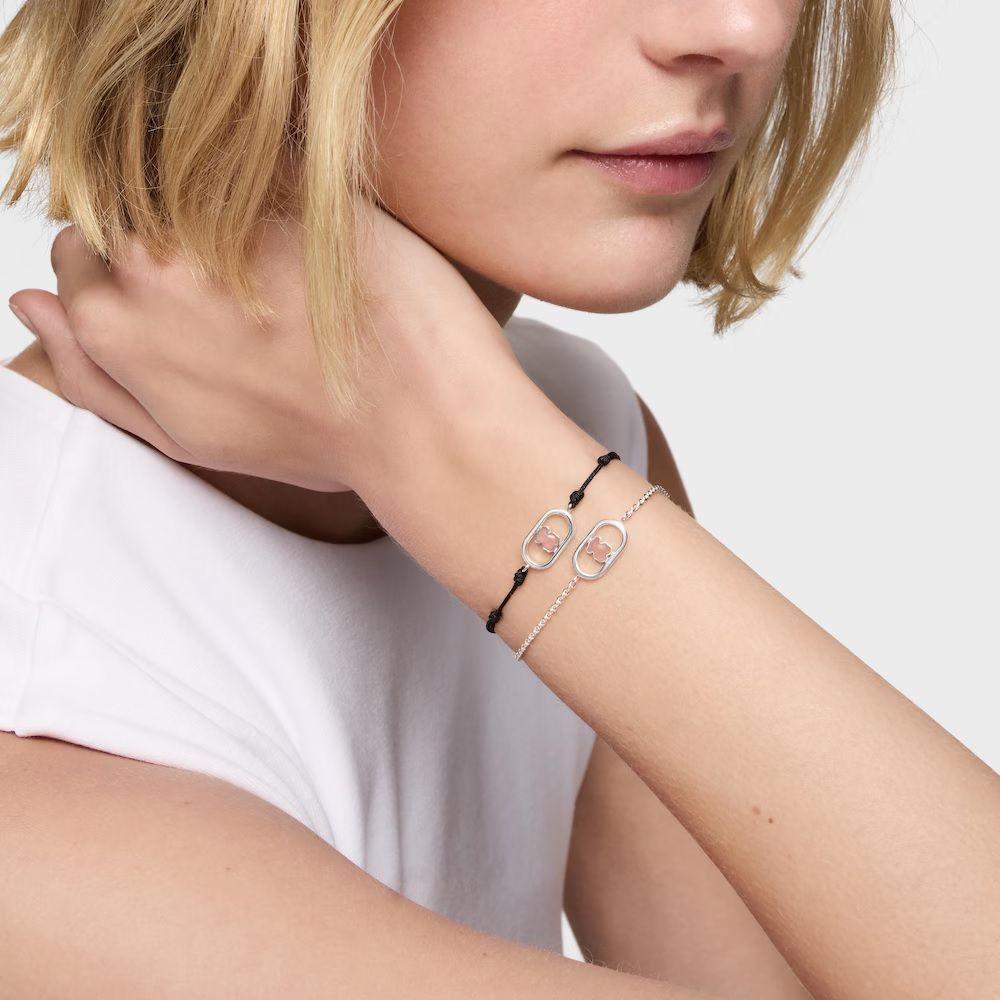 Pulsera de nylon negro de plata y cuarzo Camille-4