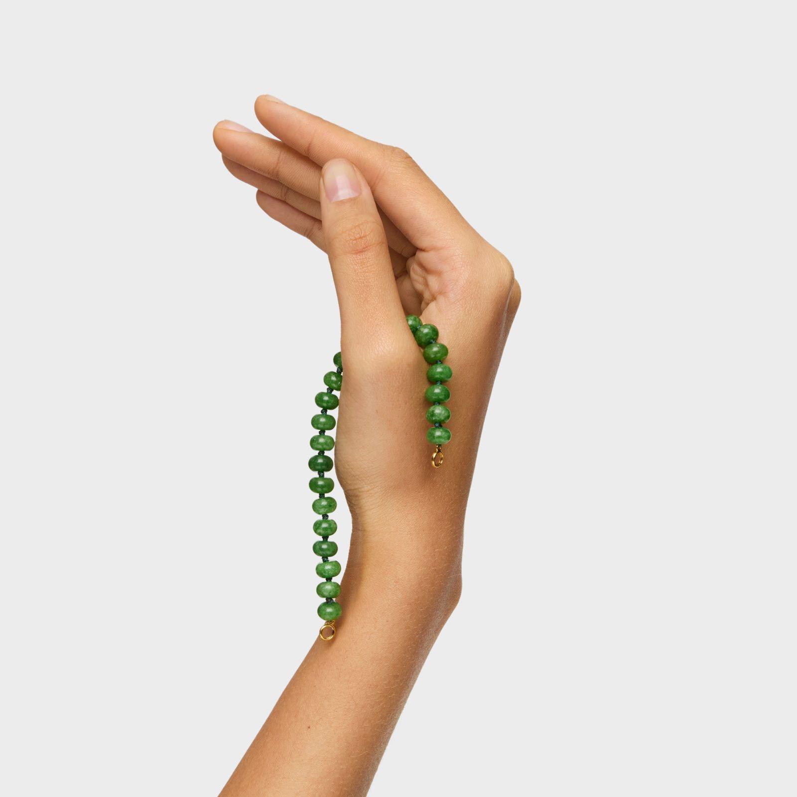 Pulsera con baño de oro 18 kt sobre plata y cuarzita verde-6