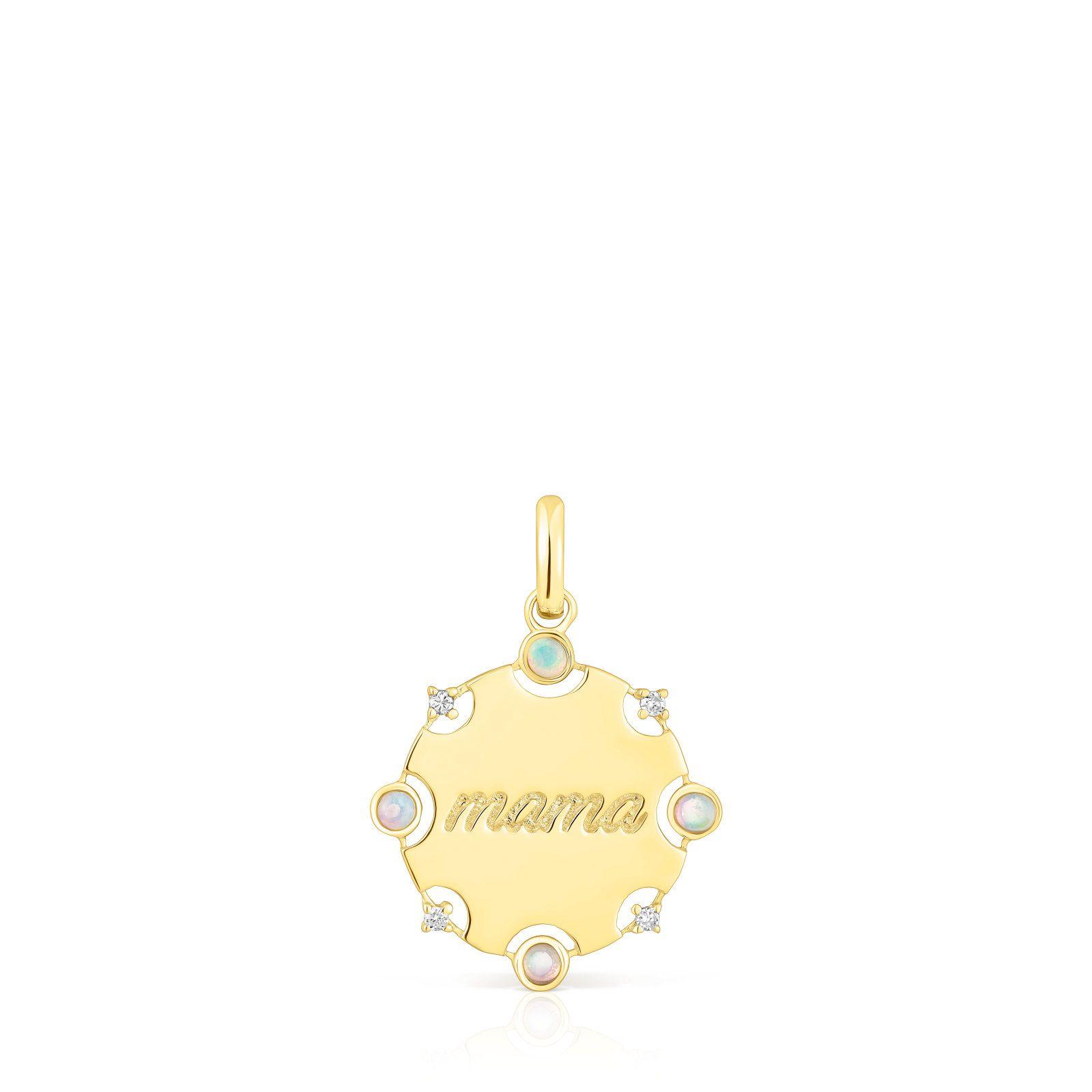 Colgante medalla Mama de oro, diamantes y ópalo Tous-0