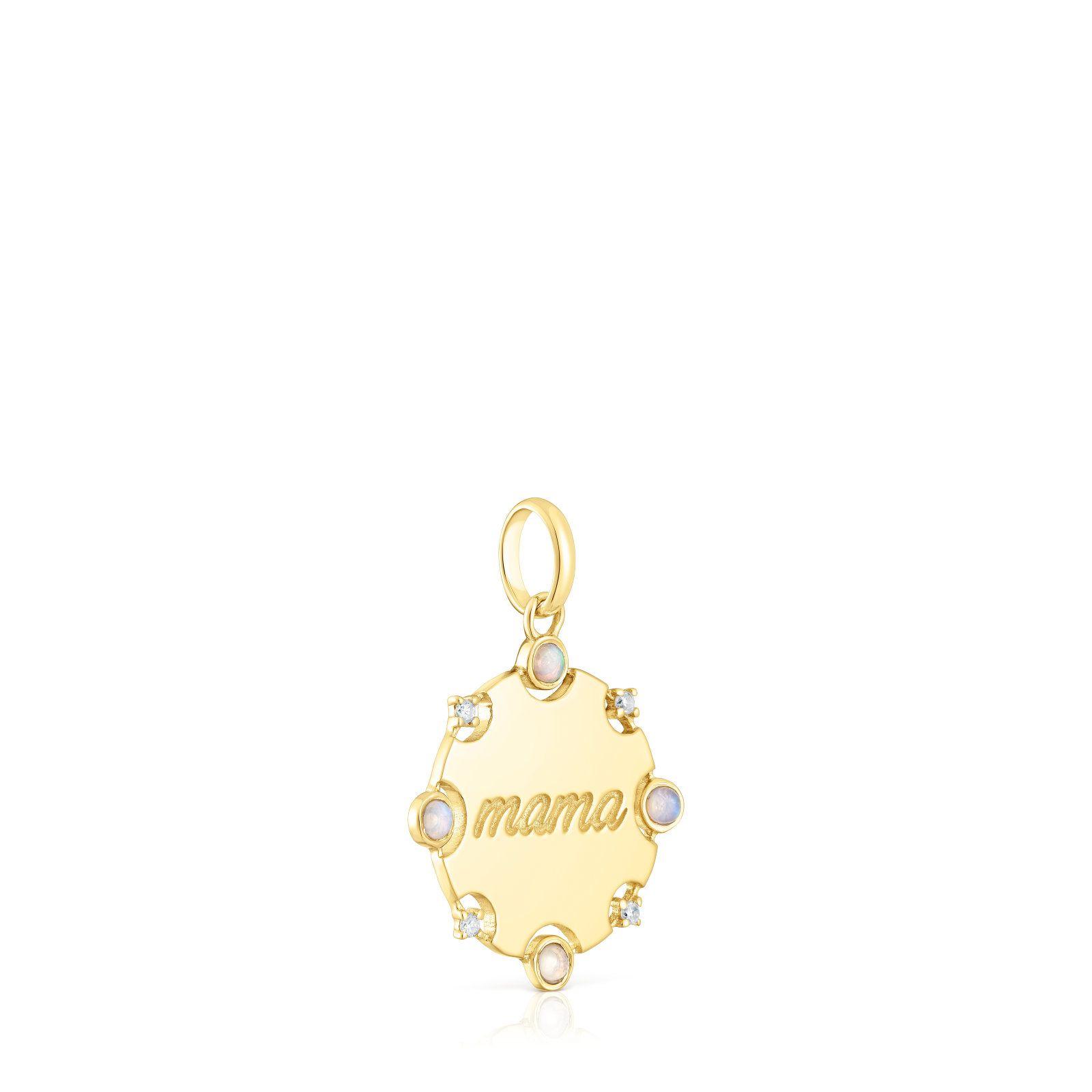 Colgante medalla Mama de oro, diamantes y ópalo Tous-1