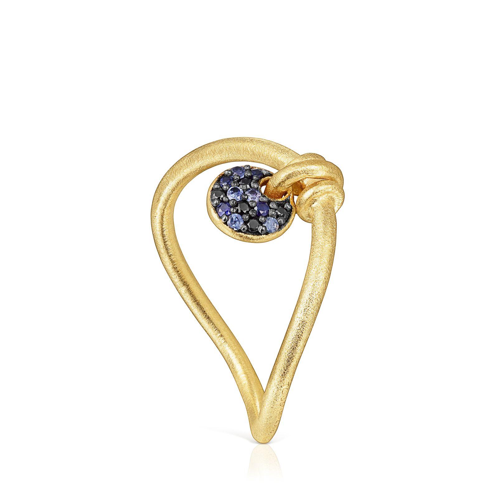 Anillo luna de plata vermeil y zafiros Luah Tous-0