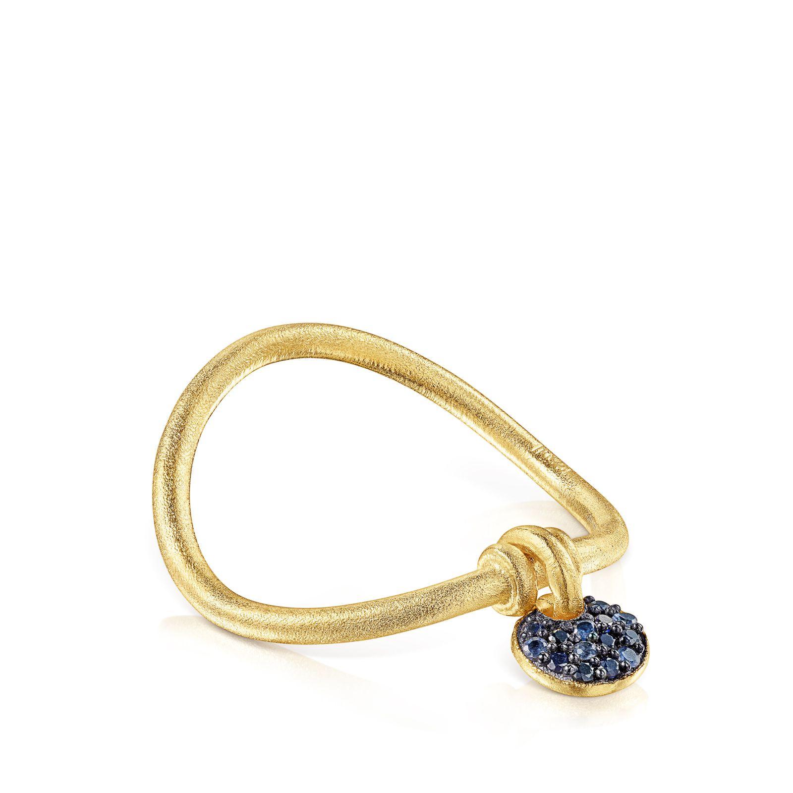 Anillo luna de plata vermeil y zafiros Luah Tous-1