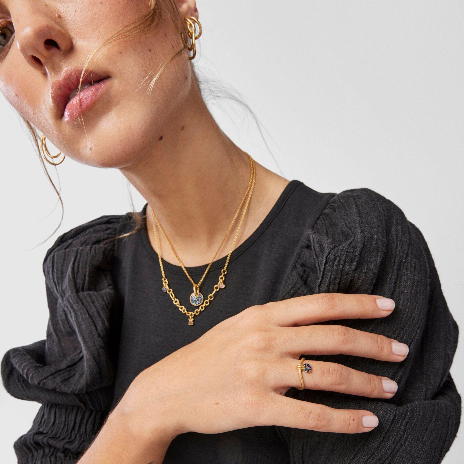 Anillo luna de plata vermeil y zafiros Luah Tous-4