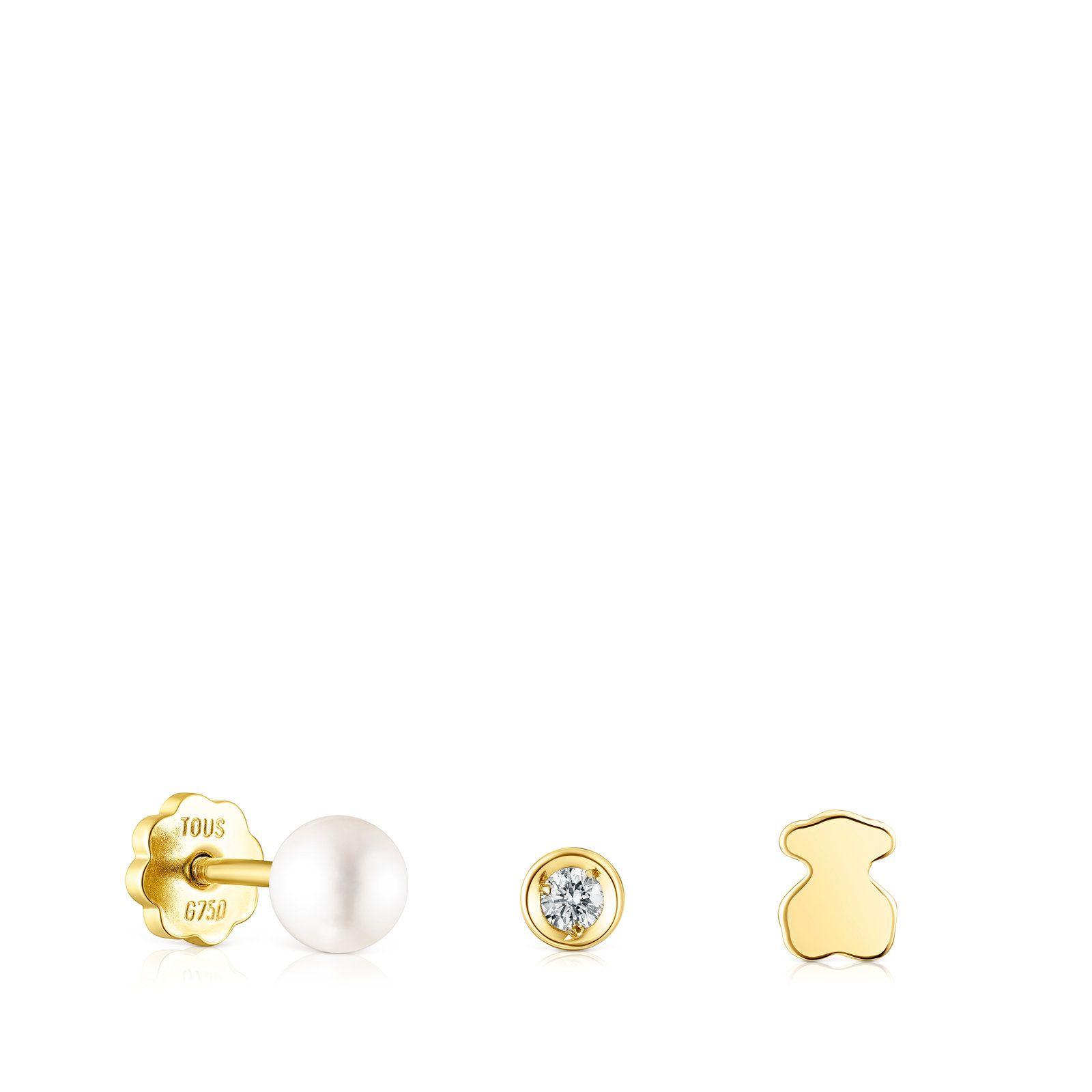 Pack de Piercings de oro, diamante y perla TOUS Pearl-0