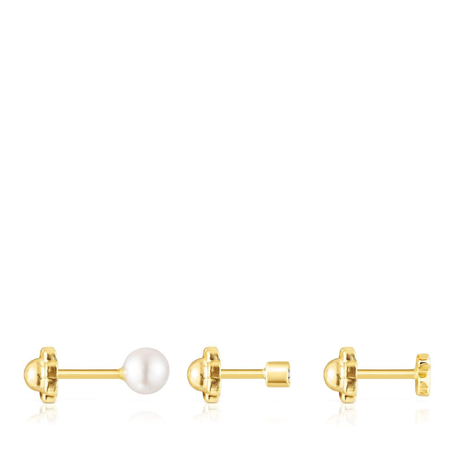 Pack de Piercings de oro, diamante y perla TOUS Pearl-1