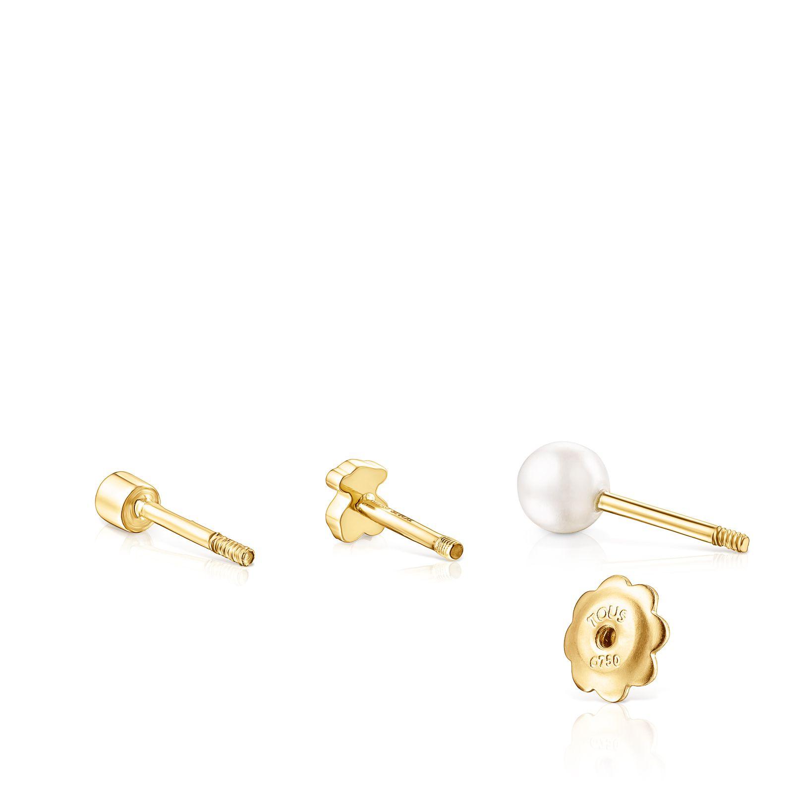 Pack de Piercings de oro, diamante y perla TOUS Pearl-3