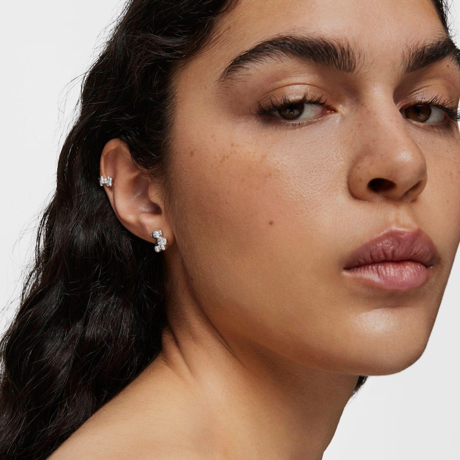 Pendientes oso de plata 10 mm Bold Bear-4