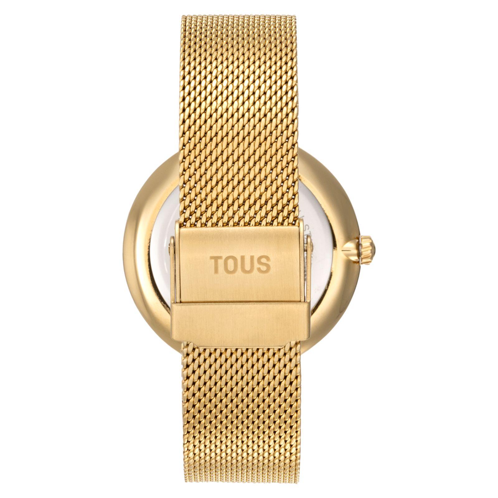 Reloj analógico con esfera verde y brazalete dorado S-Mesh Mirror-2