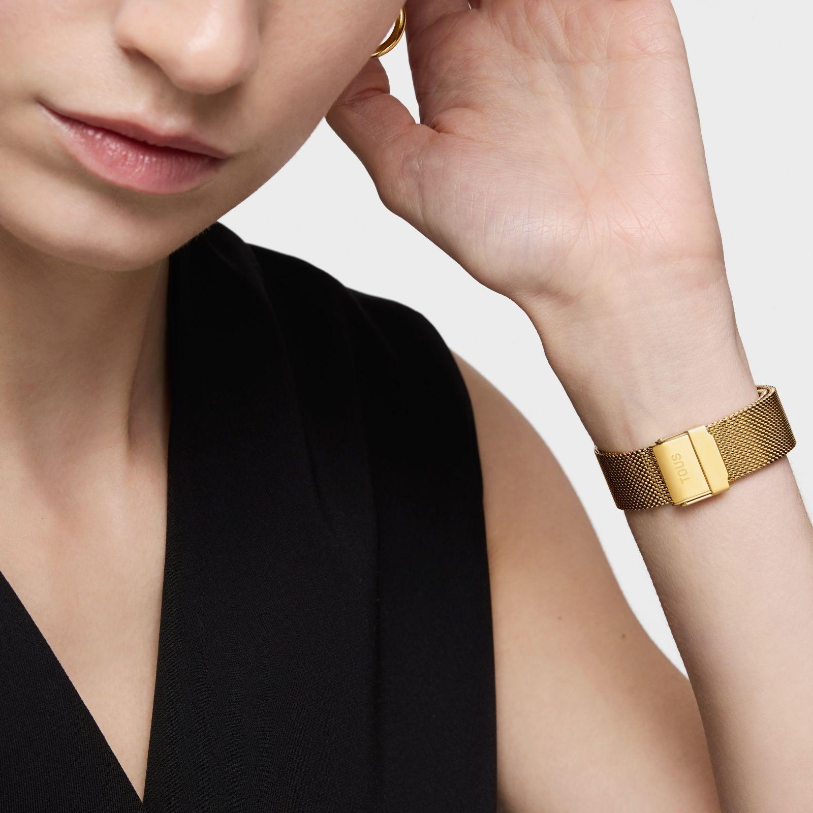Reloj analógico con esfera verde y brazalete dorado S-Mesh Mirror-5
