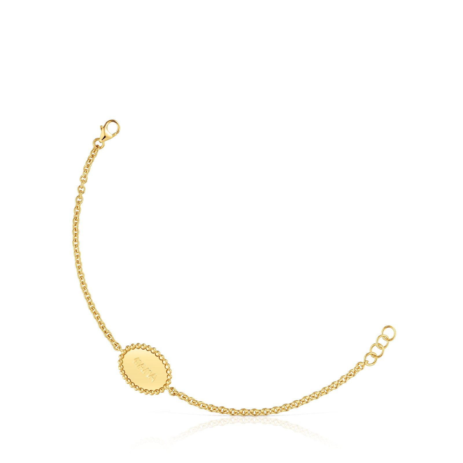 Pulsera con baño de oro 18 kt sobre plata placa TOUS Mama-4