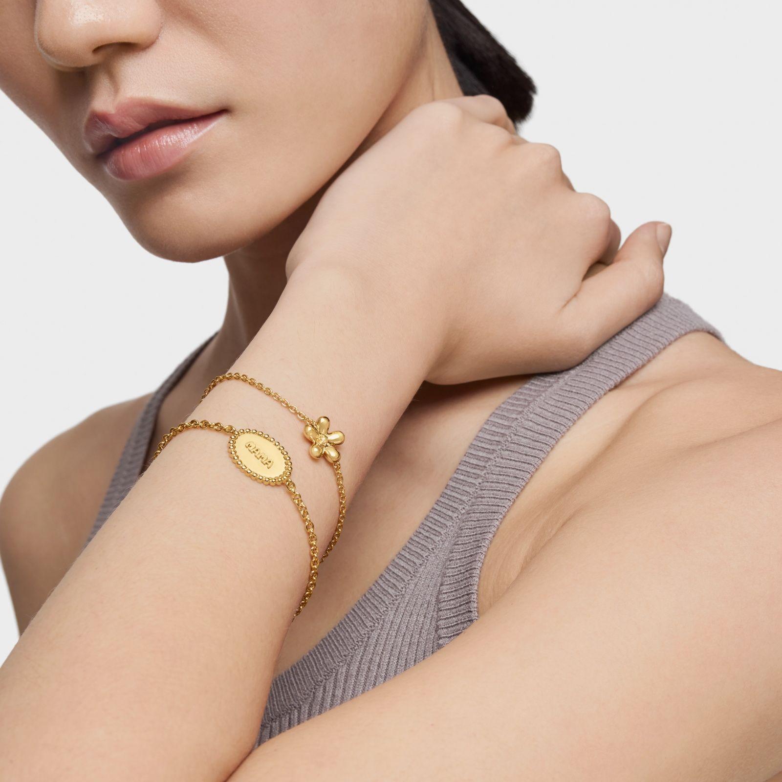 Pulsera con baño de oro 18 kt sobre plata placa TOUS Mama-6